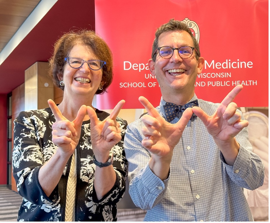 Department Chair Lynn Schnapp, MD, and Vincent Cryns, MD, share their love of UW. 